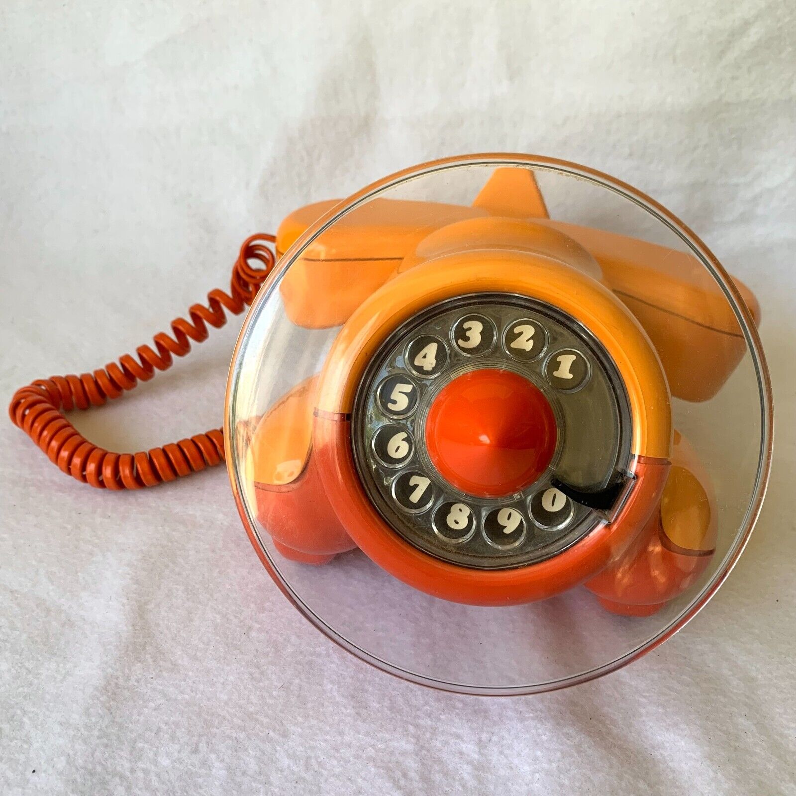 Orange Alexander Graham Plane Telephone Used 70’s Vintage Rotary Dial Orange