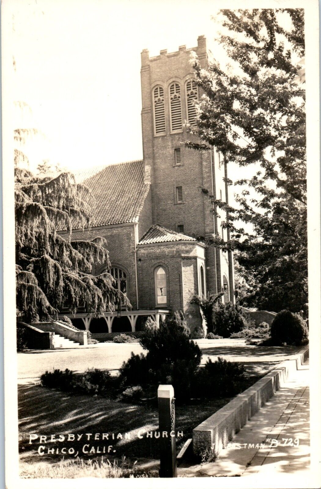 1930s Vintage RPPC Real Photo Postcard Presbyterian Church Chico, CA JH Eastman