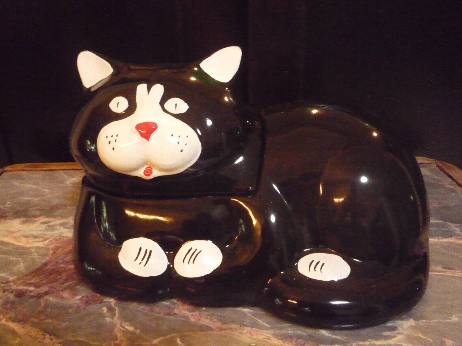 NEW Celebrity Owned Vintage Black & White Tuxedo Cat Kitty Cookie Jar Ceramic