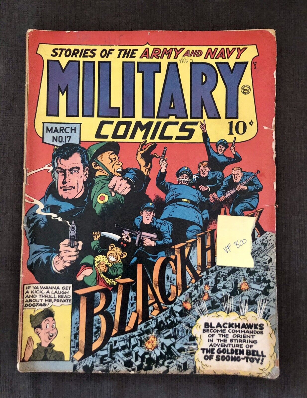 Military Comics #17 1943 BLACKHAWK- WWII P.T. BOAT Army & Navy 10 Cent Comic VF