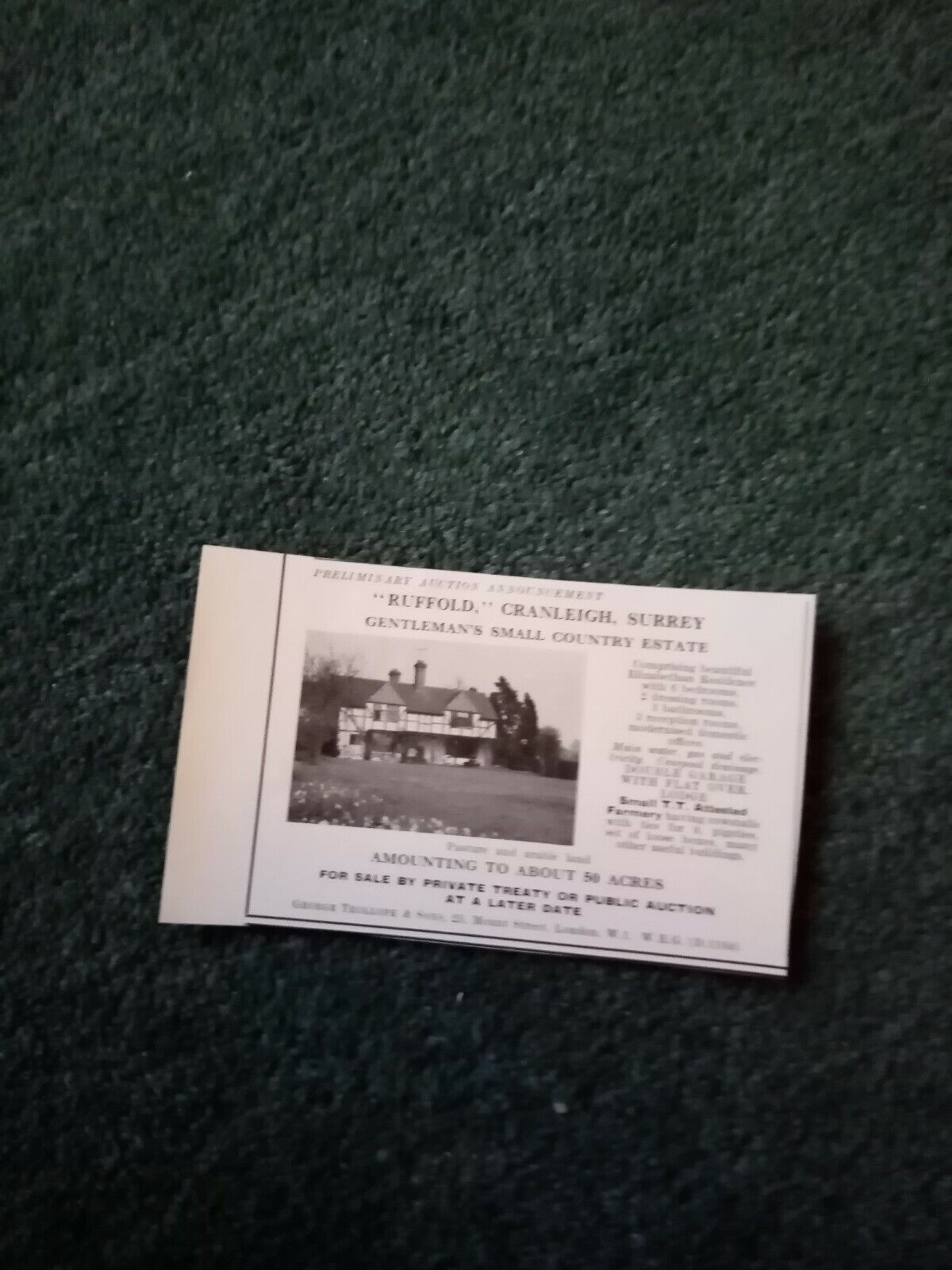 El19 Ephemera 1950s house advert ruffold Cranleigh 