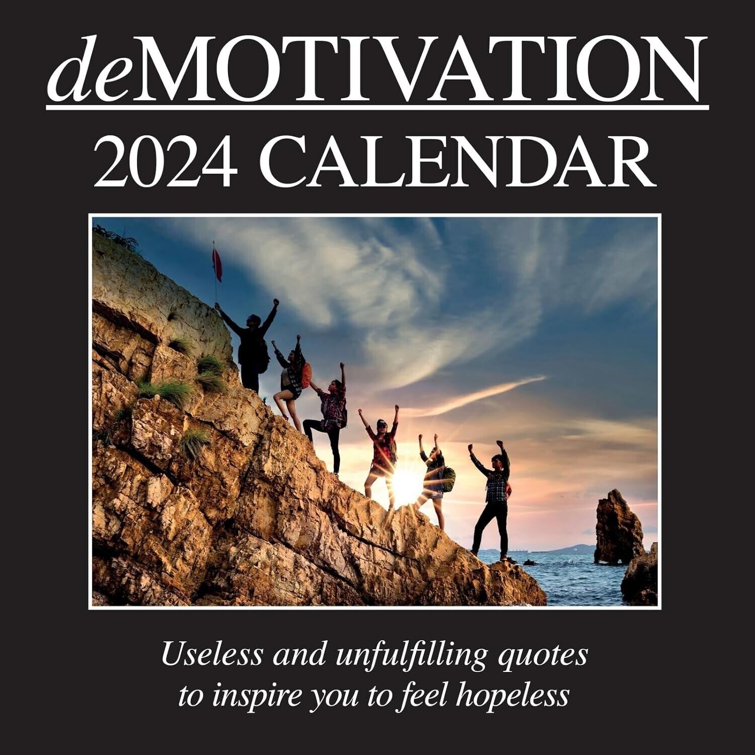 2024 Square Wall Calendar, Demotivation, 16-Month Funny Corner Theme 12x12\