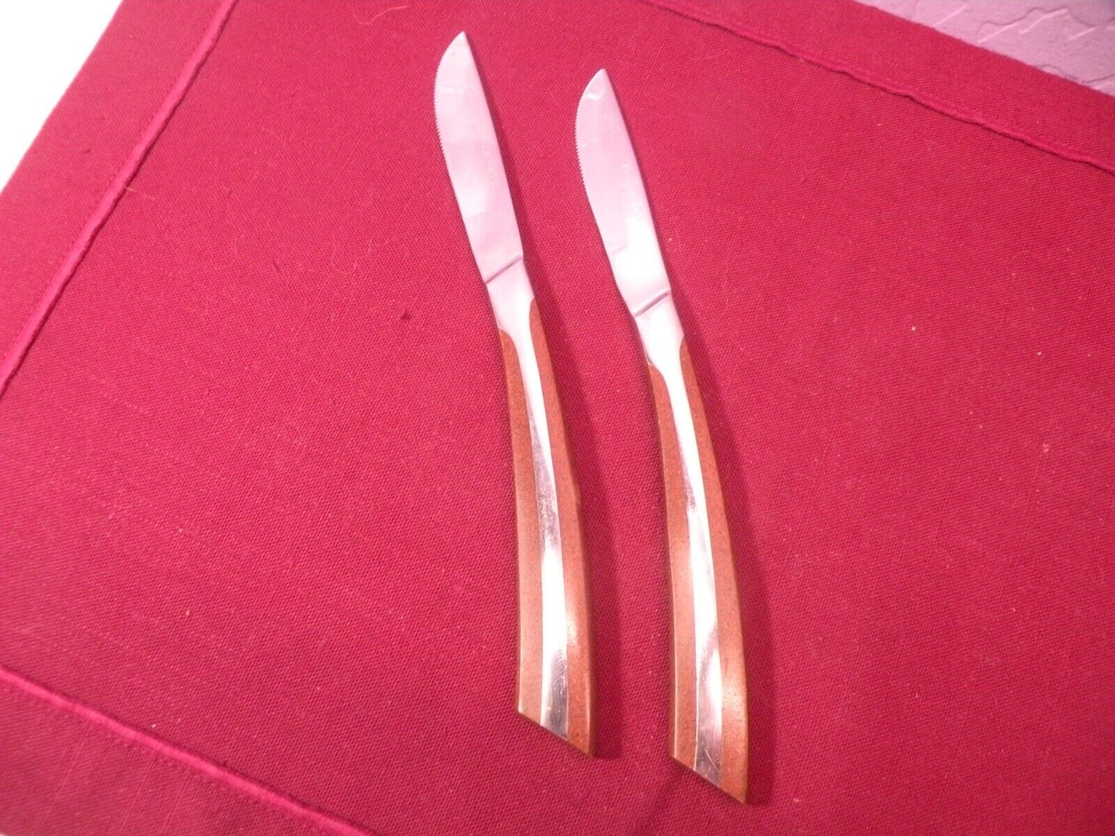 Set Of 2 Eldan ELD2-BROWN Steak Knives Knife Mid Century Modern 7 5/8\