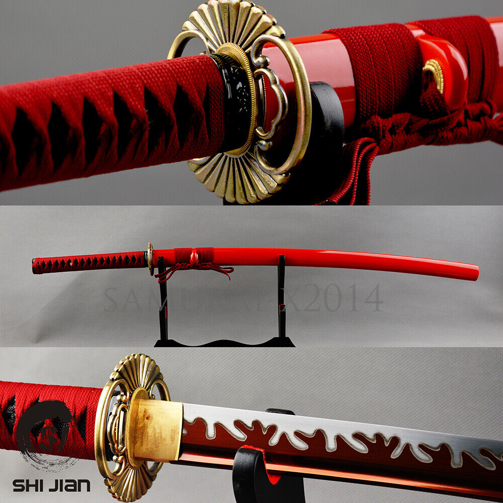 Gorgeous Red Japanese Samurai Katana Sharp Sword Nice Special Present 