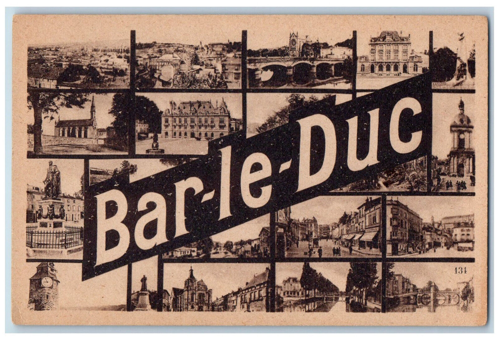 Bar-Le-Duc Meuse Grand Est France Postcard Buildings Places Multiview c1930\'s