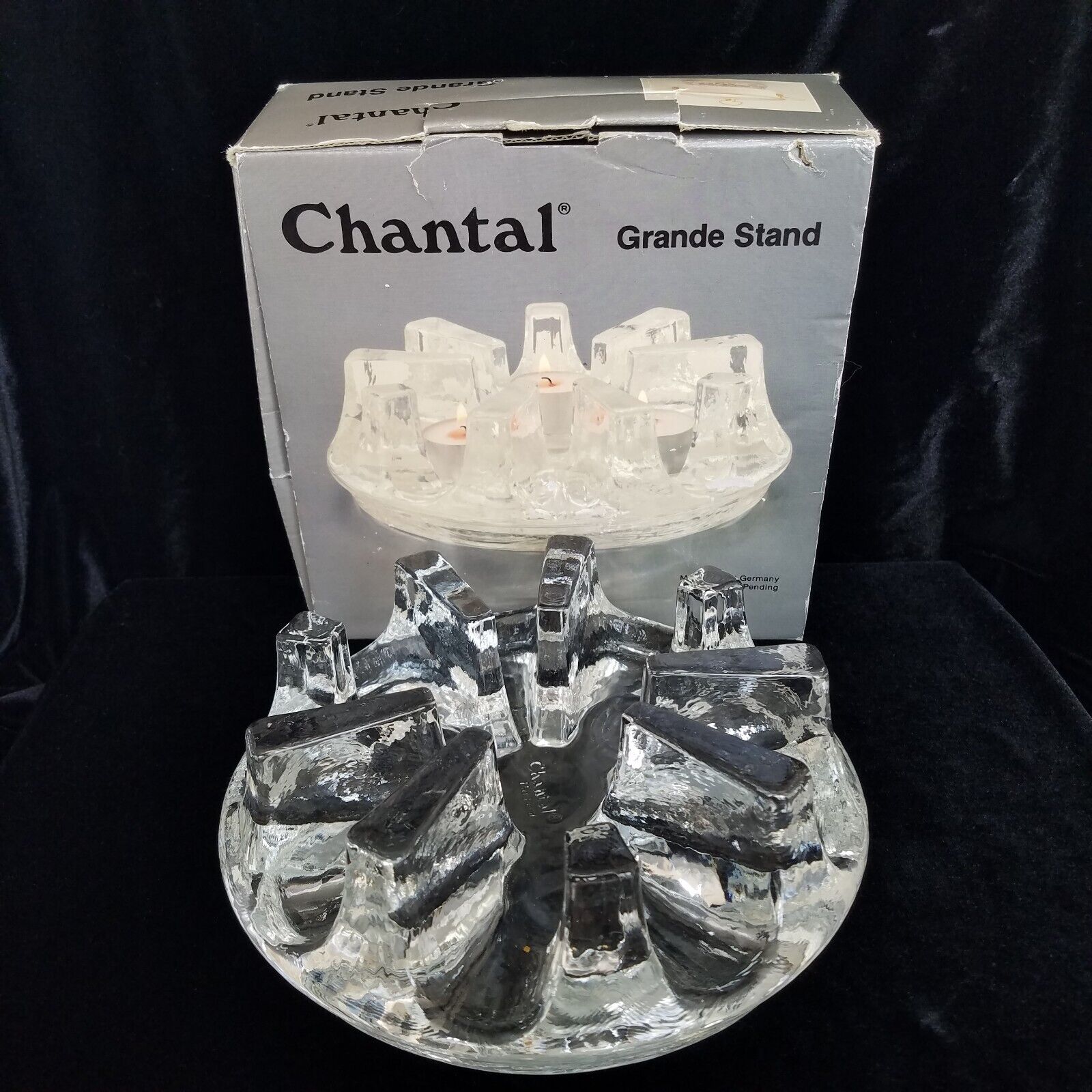 Chantal Heavy Clear Art Glass Pot Warmer Candleholder Crystal 2.5”T 8\