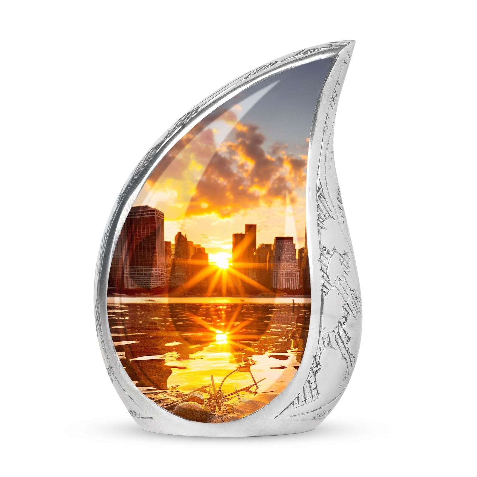 Eternal Rest in the New York City Sunset River View - Exquisitely Crafted Urn of