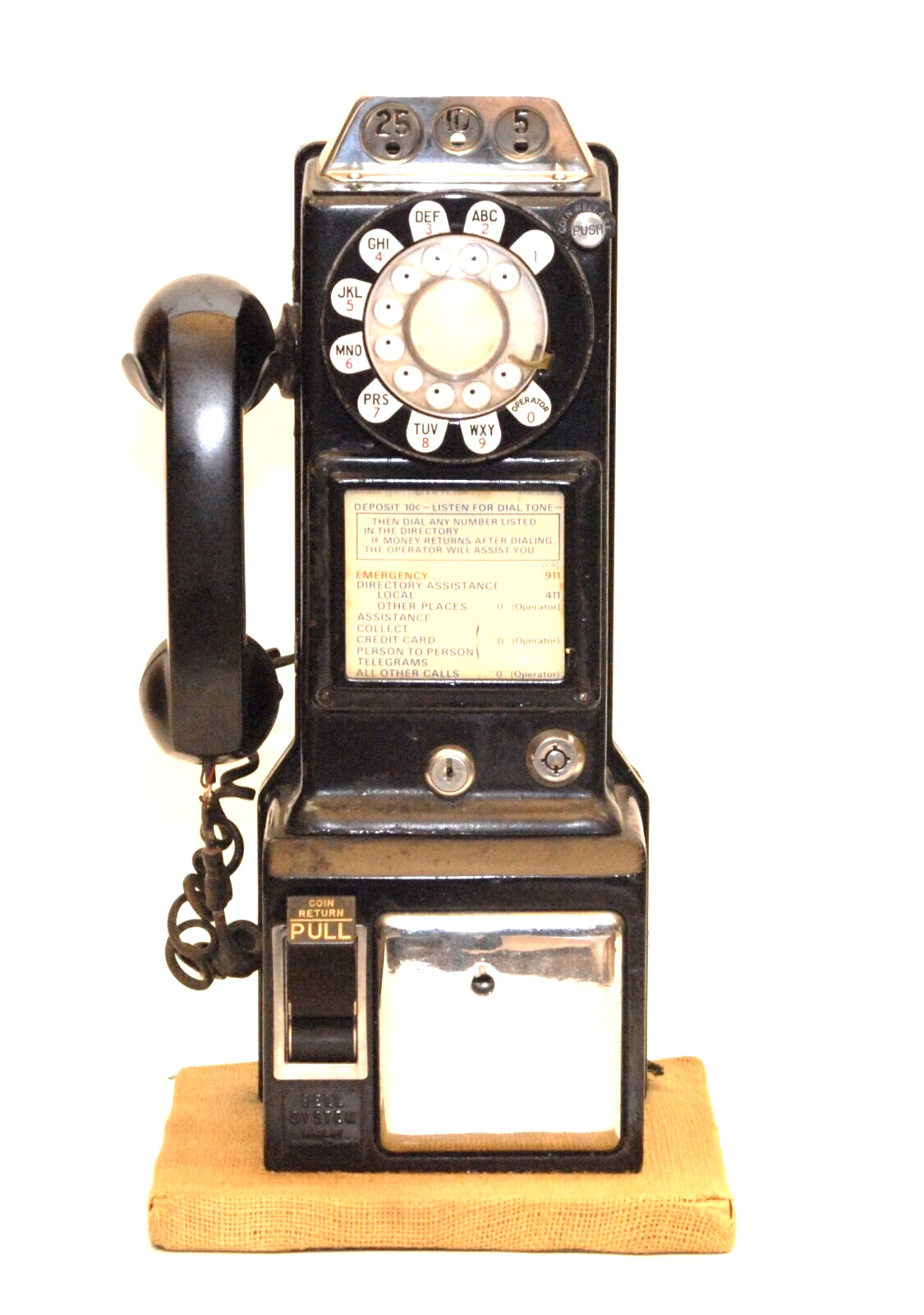 VINTAGE 1950's WESTERN ELECTRIC 3 SLOT PAYPHONE TELEPHONE