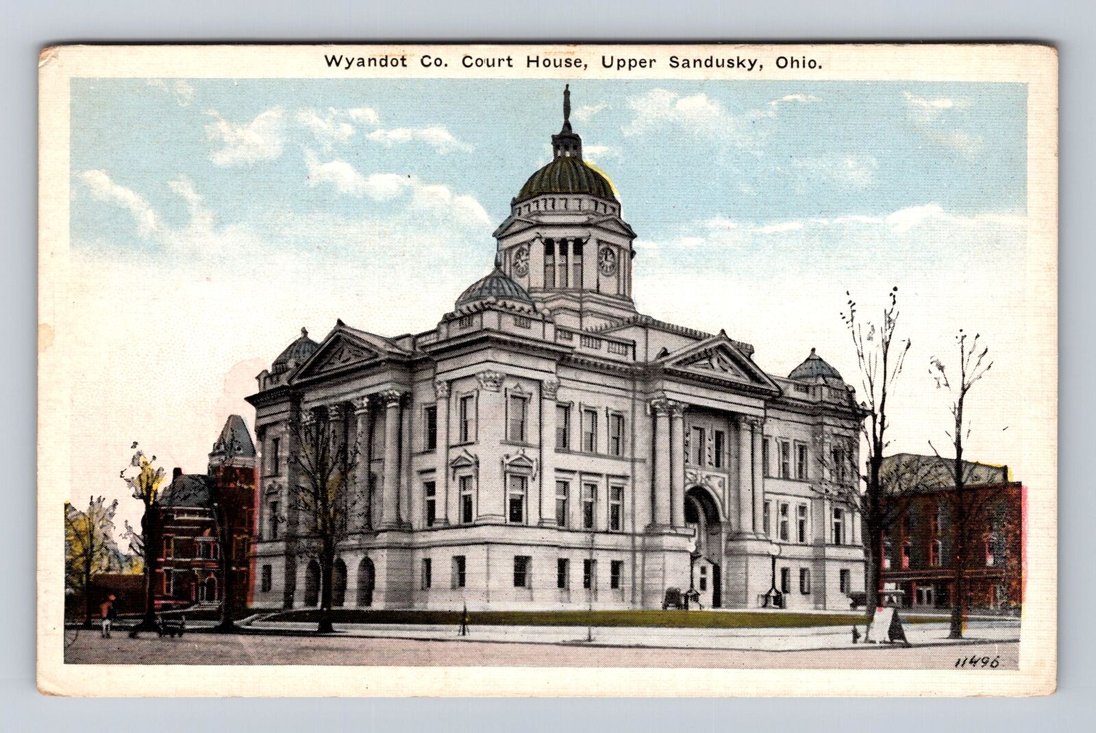 Upper Sandusky OH-Ohio, Wyandot County Court House, Antique Vintage Postcard
