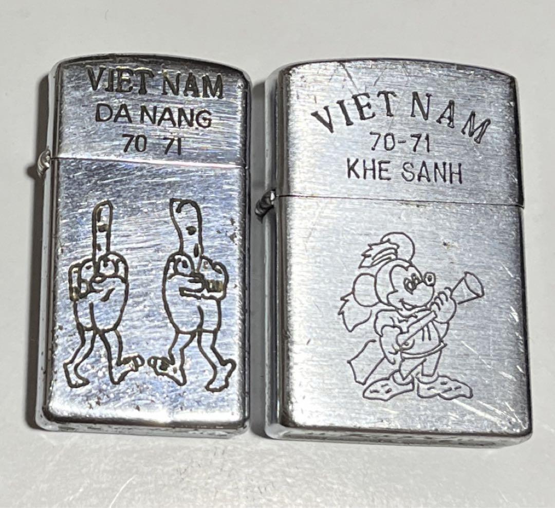 1970-71 Vintage Vietnam 2 sets of Zippo DA NANG Fuckman and KHE SAHN Mickey
