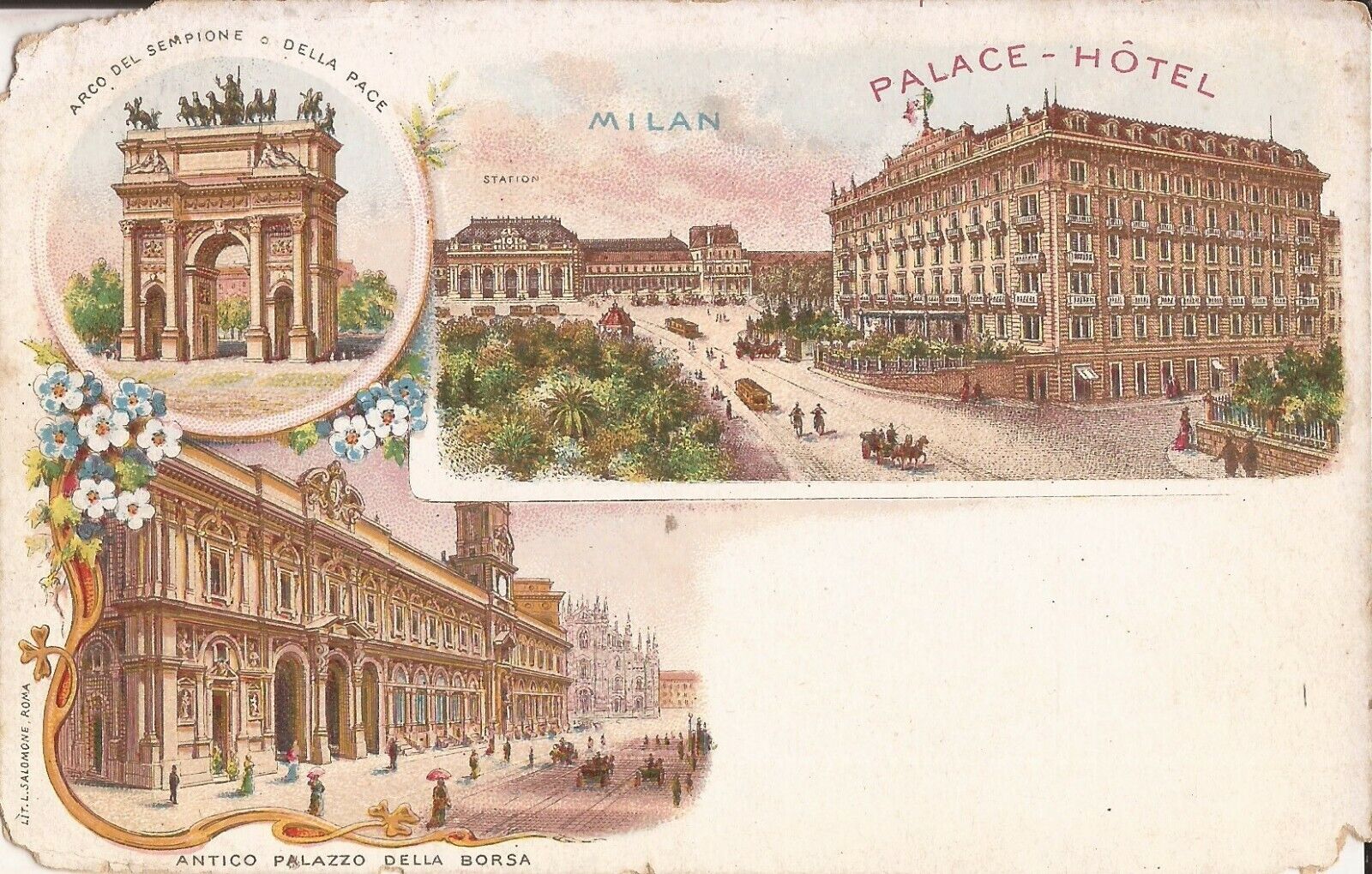 Milan, ITALY - Palace Hotel / Borsa / Porta Sempione (Arch of Peace)
