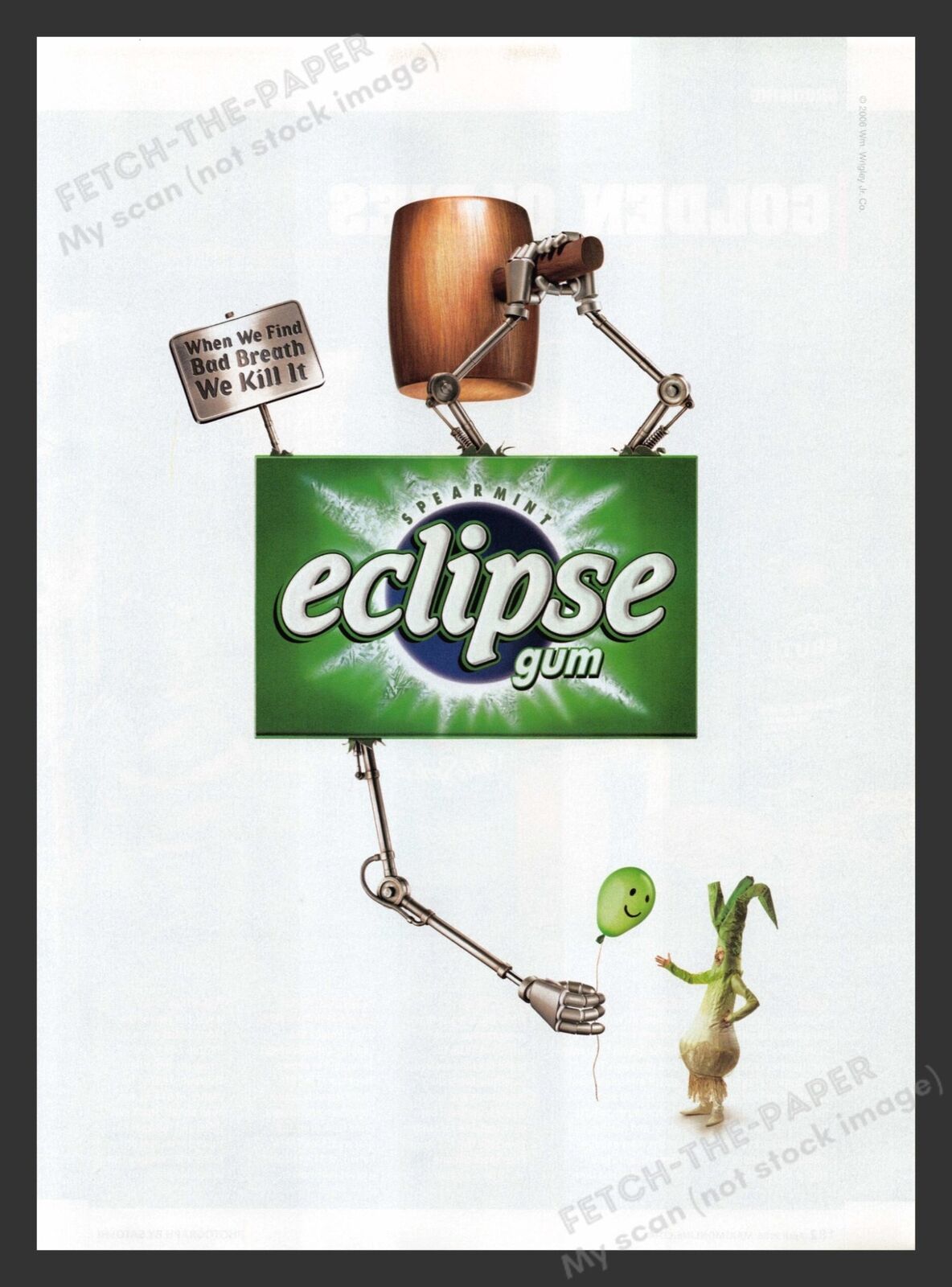 Eclipse Chewing Gum Spearmint Kill Bad Breath 2000s Print Advertisement Ad 2008