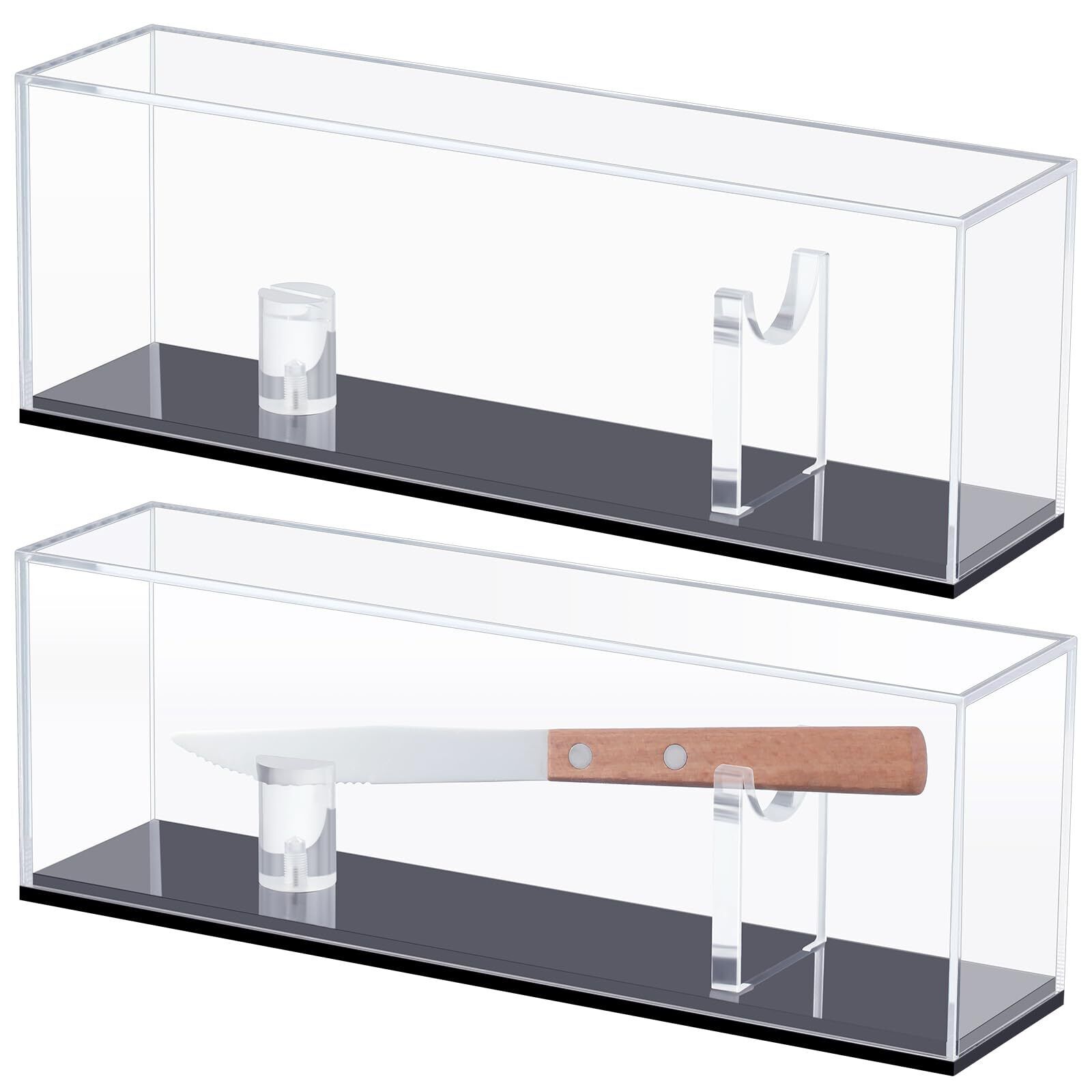 2 Pcs Acrylic Knife Display Case Pocket Knife Display Stand with Clear Cover ...