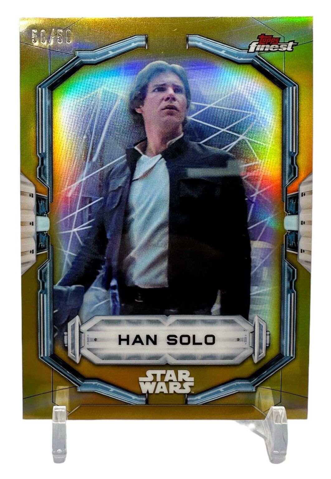 2022 Topps Finest Star Wars Han Solo #47 Gold Refractor Serial Number 50/50