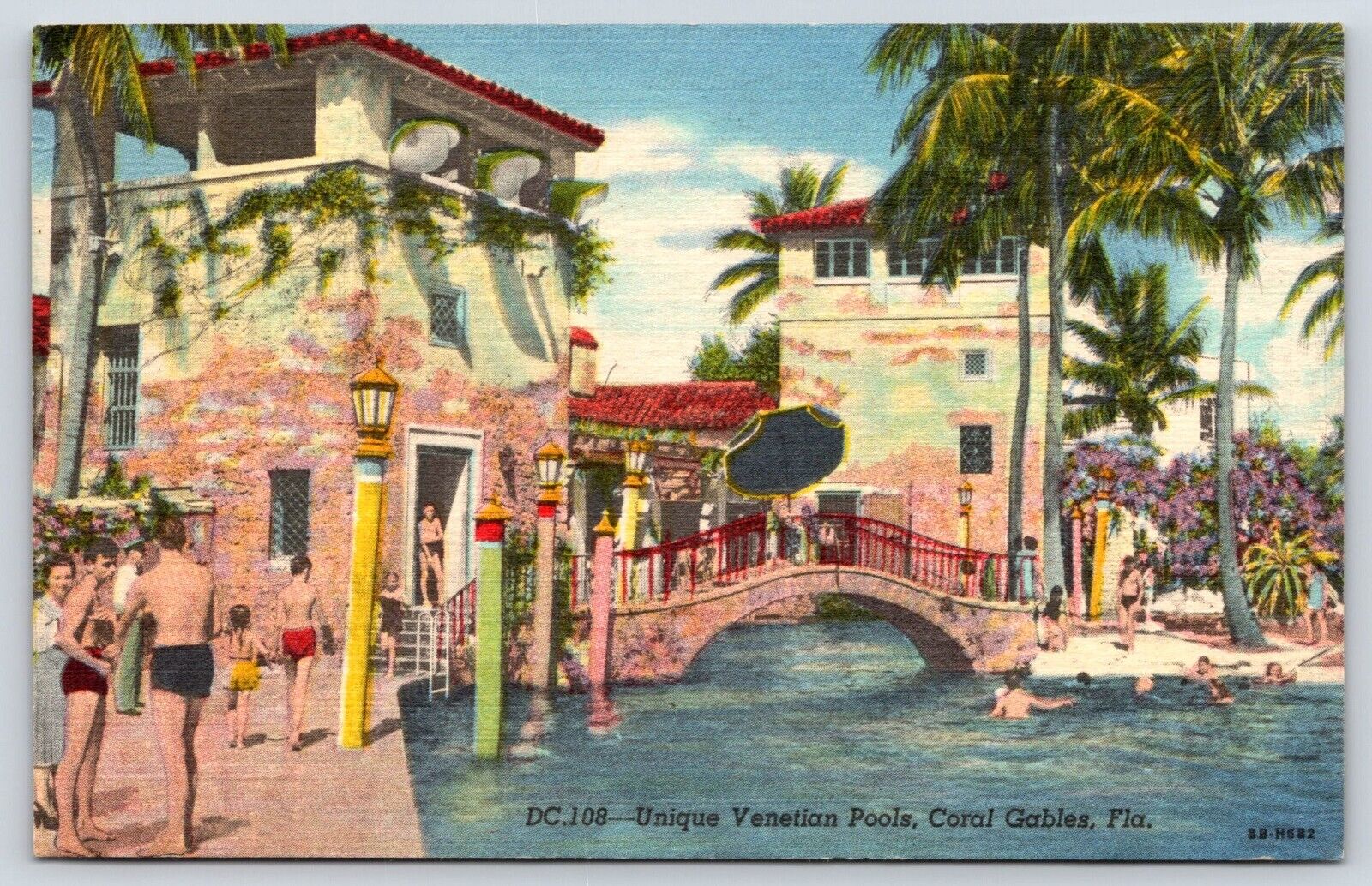 Vintage Postcard Unique Venetian Pools Coral Gables Florida