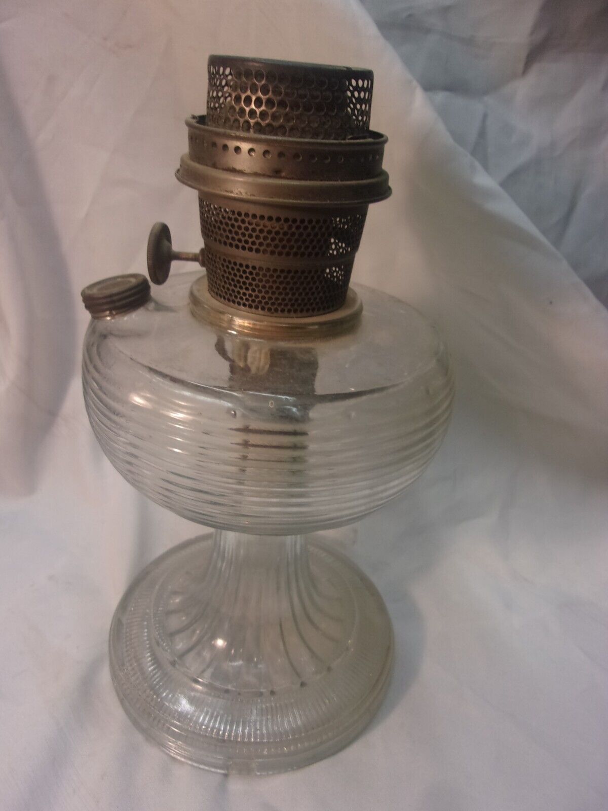 Aladdin Beehive Clear Glass Oil Lamp with Model B Burner made in Chicago
