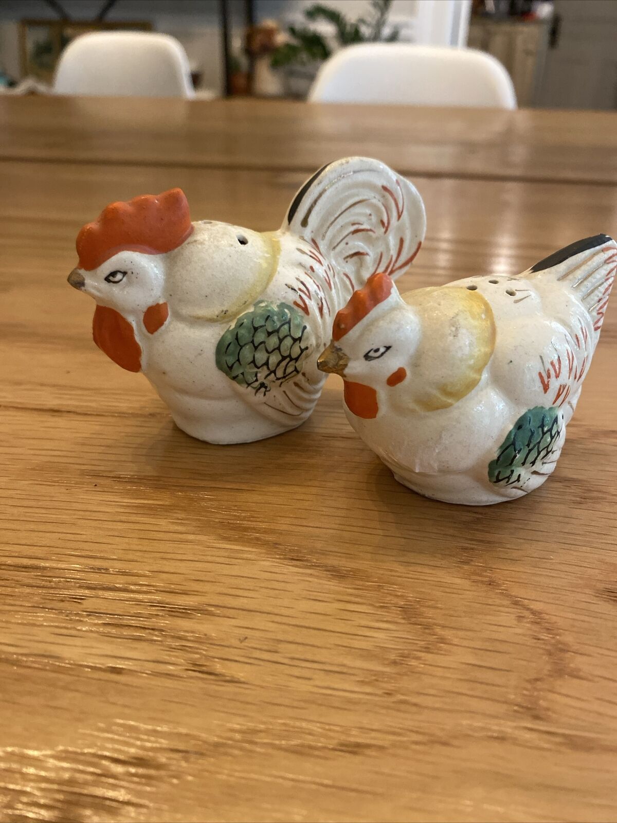Vintage Rooster And Hen Chickens Salt And Pepper Shakers Japan