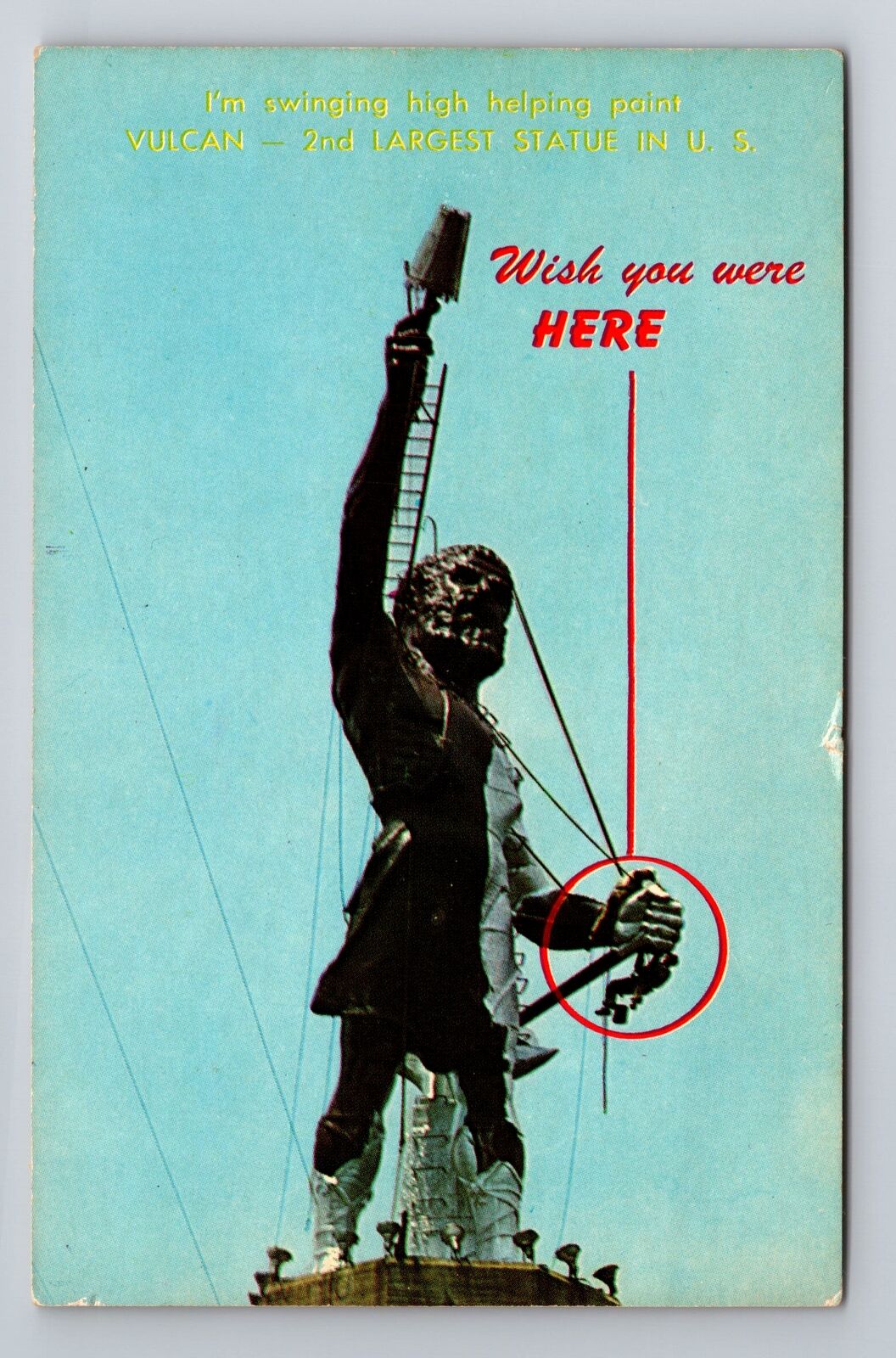 Birmingham AL-Alabama, Vulcan Park, Iron Man Statue, Painters, Vintage Postcard