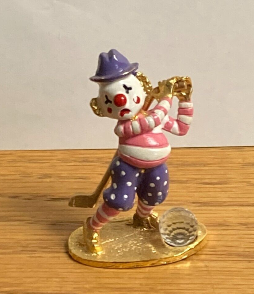Spoontiques Pewter Clown Golfer W/ Swarovski Crystal Glass Figurine