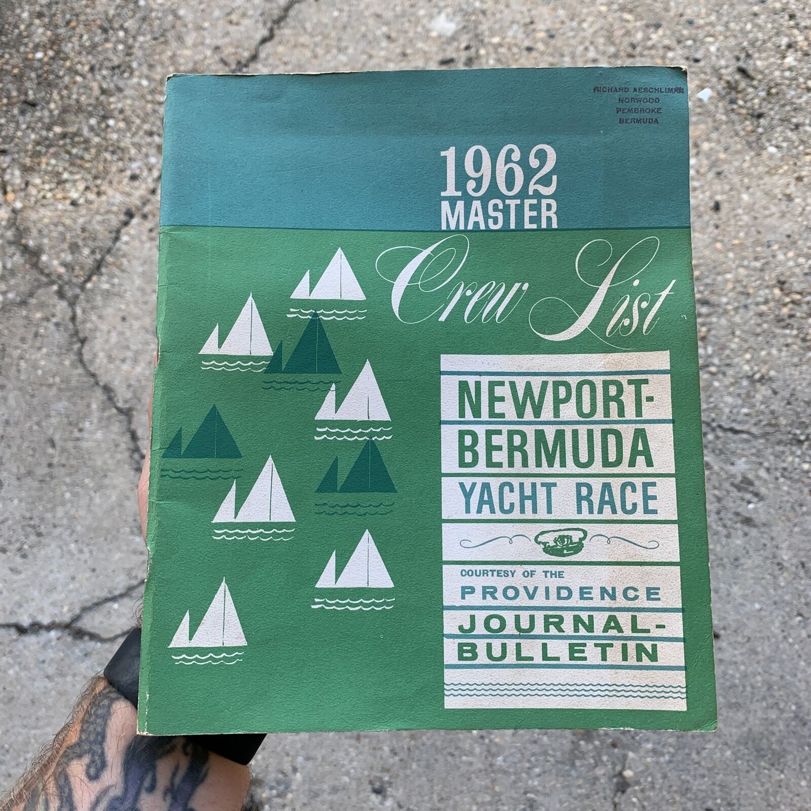 Vintage 1962 Newport - Bermuda Yacht Race CREW LIST Program - Boat Racing 