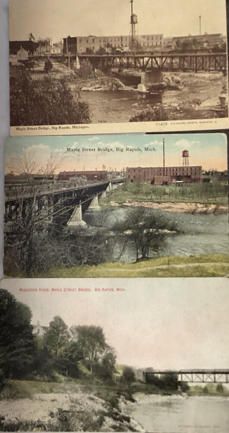 RPPC Three  Big Rapids Mitchel Bridge. 1909