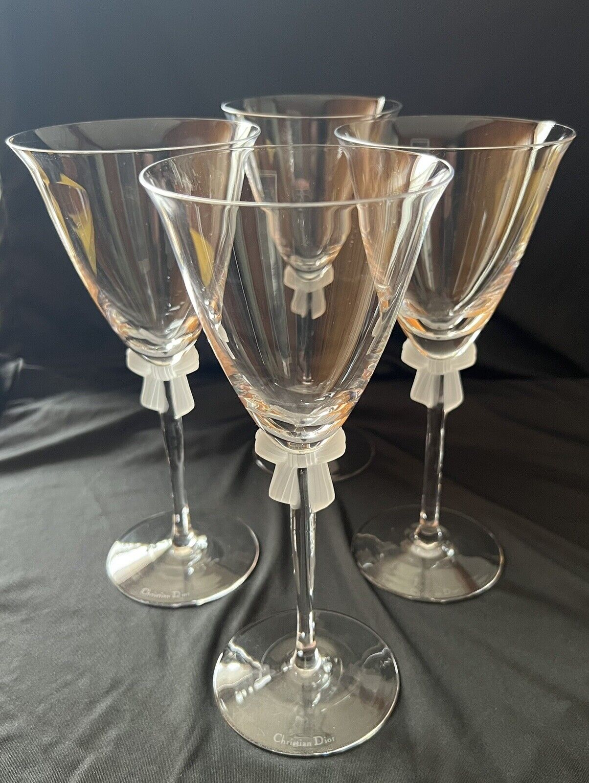 Christian Dior Crystal Frosted Dior Bow Pattern Wine Glass x1 QTY Available