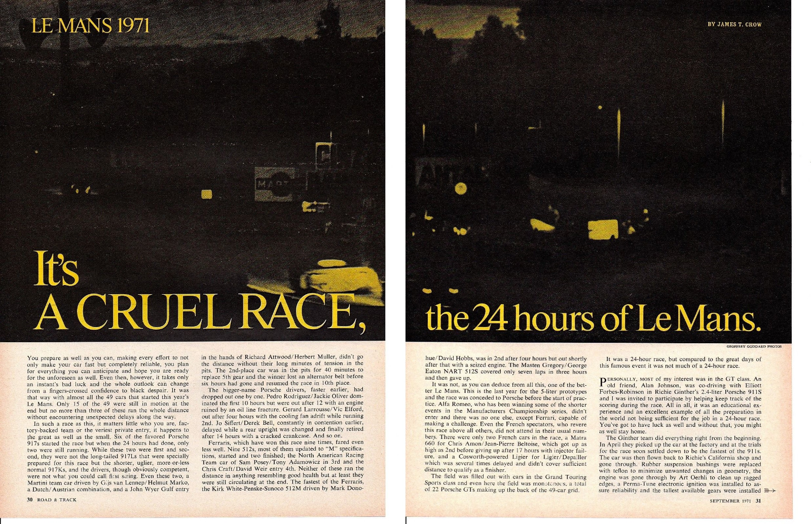 1971 24-HOURS OF LE MANS ~ ORIGINAL 5-PAGE ARTICLE