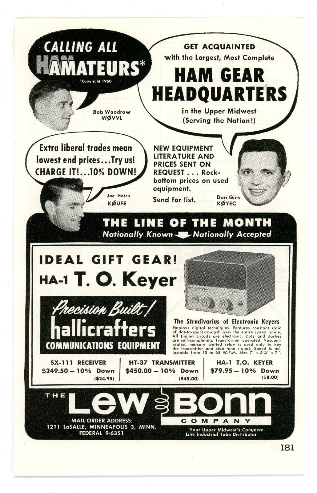 QST Ham Radio Magazine Print Ad LEW & BONN HA-1 T.O. Portable Keyer (12/60)