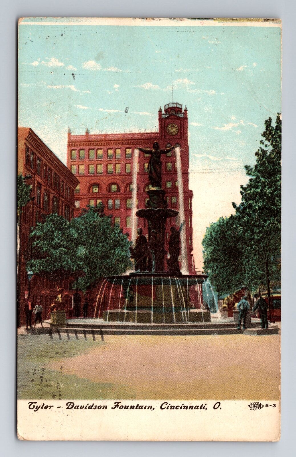 Cincinnati OH-Ohio, Tyler-Davidson Fountain, c1908 Antique Vintage Postcard