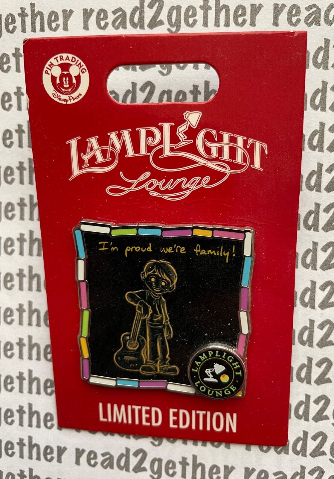 Disney Pin Coco Lamplight Lounge Miguel I'm proud we're family
