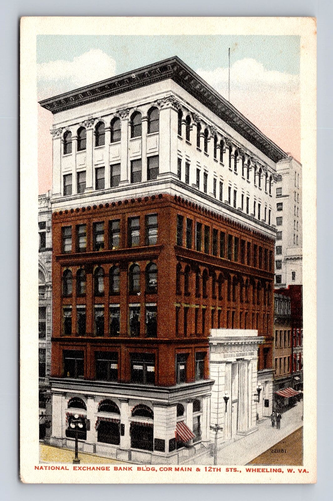 Wheeling WV-West Virginia, National Exchange Bank Building, Vintage Postcard