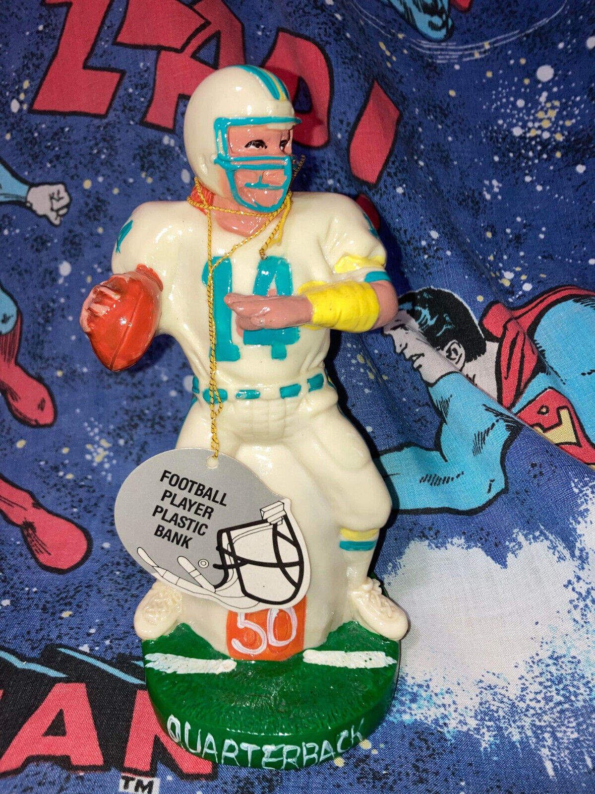 Vintage 1988 Quarterback Bank Football Small World Import Bank with Tag Item 320