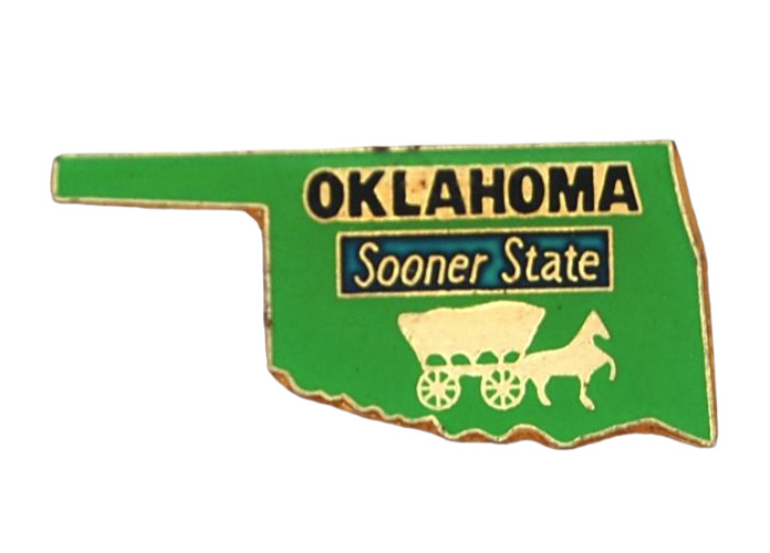 VTG Oklahoma Sooner State Map Lapel Hat Pin