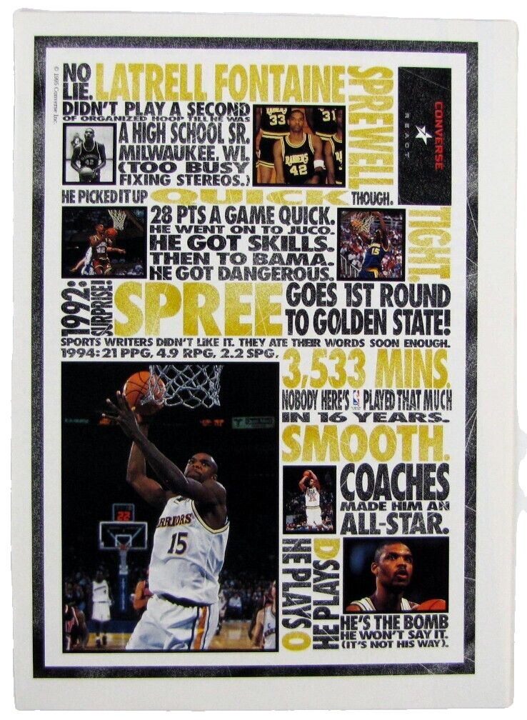 Vintage 1995 Converse LATRELL SPREWELL NBA Basketball Print Ad
