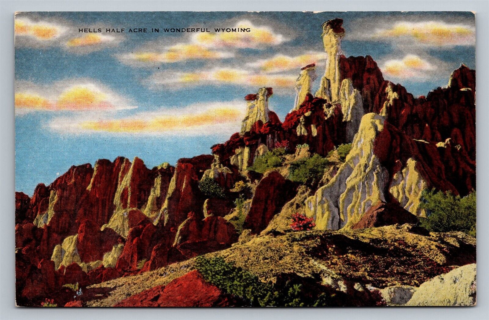 WY Hell\'s Half Acre in Wonderful Wyoming Linen Vtg Postcard View Unused 