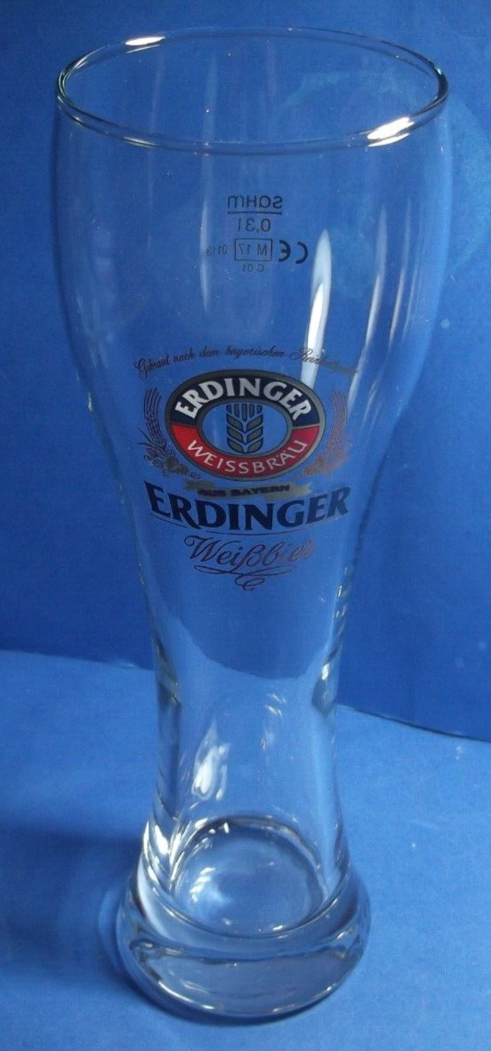 Erdinger Weissbrau WeissBier Bier Wheat Beer from Bayern Tall Glass 0.3L 