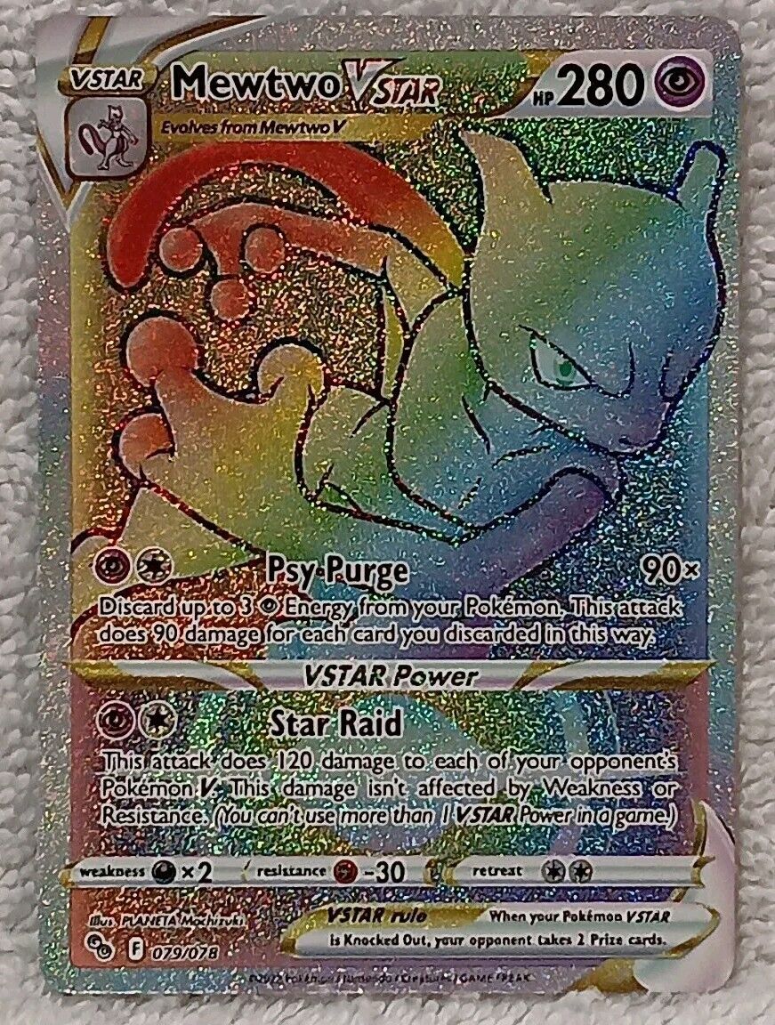 Mewtwo VStar, #079/078 Rainbow Rare  Pokemon Card