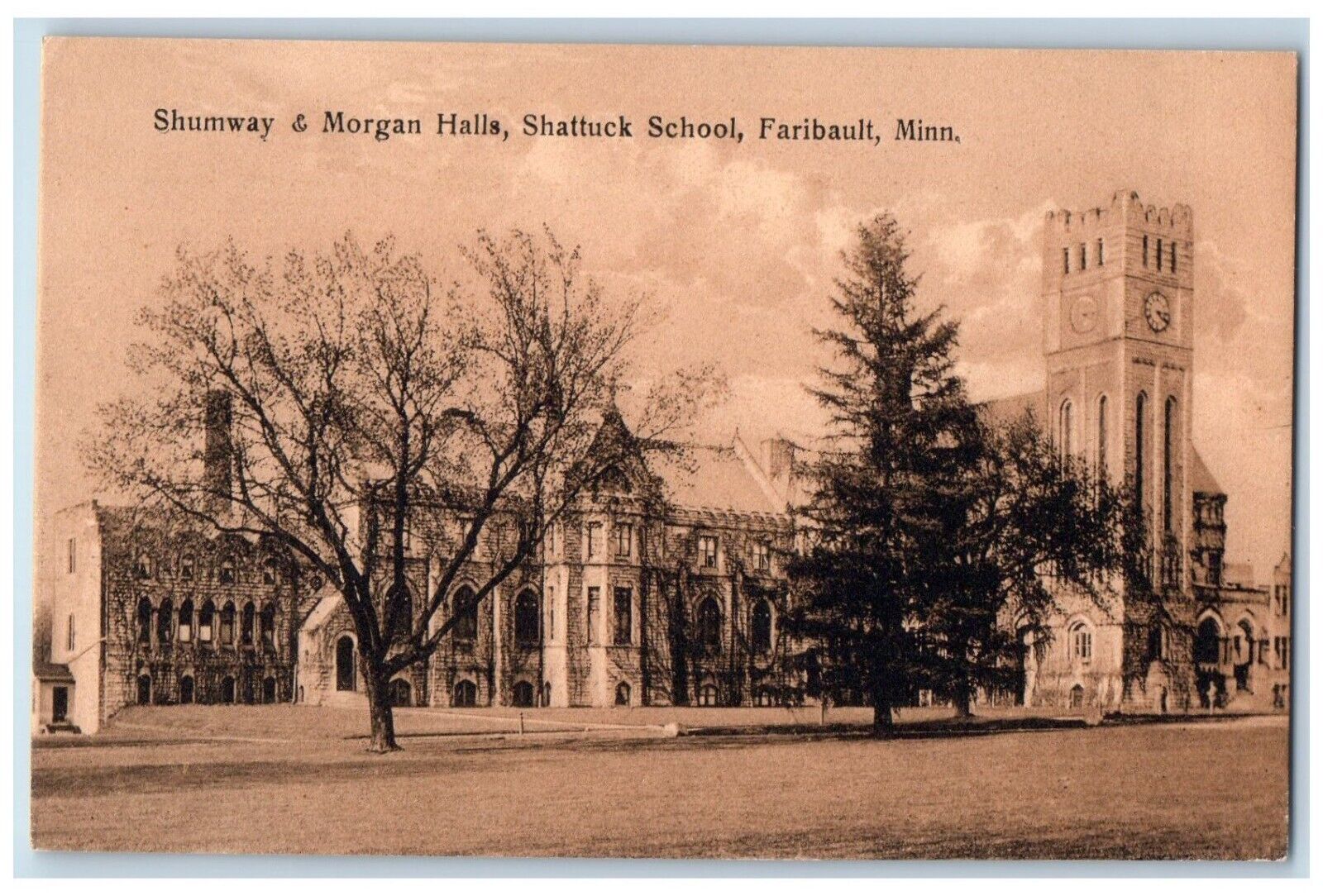 c1910 Shumway Morgan Halls Shattuck School Exterior Faribault Minnesota Postcard