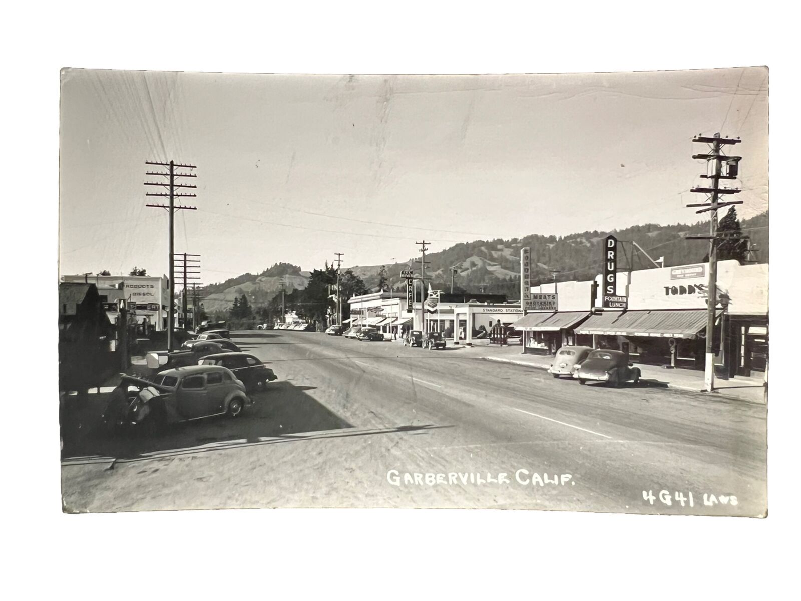 1947 RPPC: Garberville CA Street Scene 4G41 - Real Photo Postcard w/ 2 Postmarks