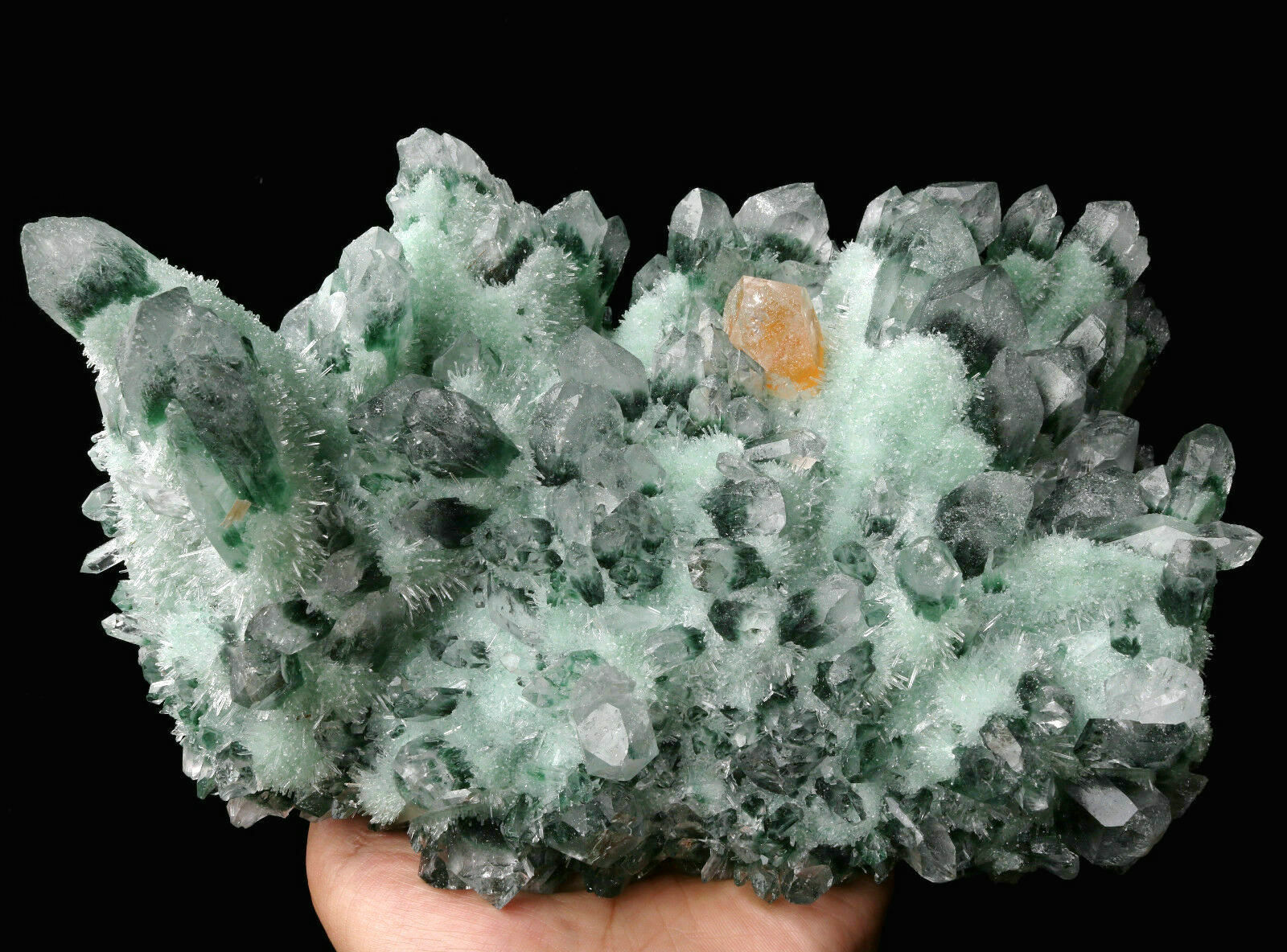 6.6lb Clear Green Phantom Quartz Point Crystal Cluster Healing Mineral Specimen