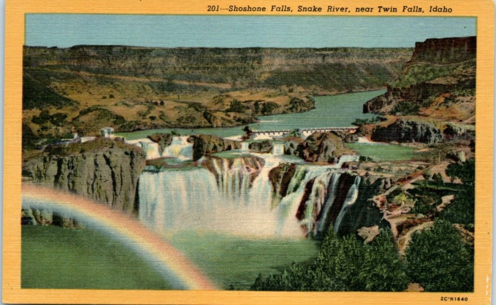 Shoshone Falls Snake River near Twin Falls Rainbow ID Postcard - Linen 