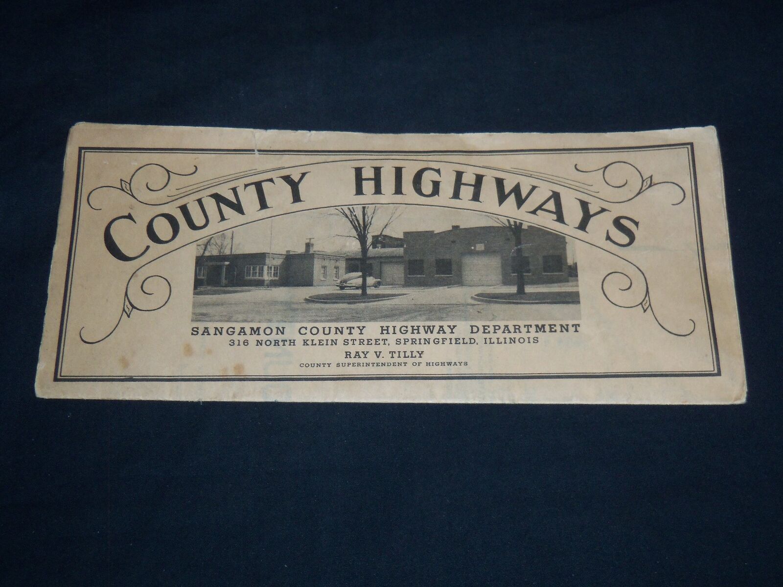 1945 SANGAMON COUNTY HIGHWAY DEPARTMENT FOLD OUT MAP - J 8558