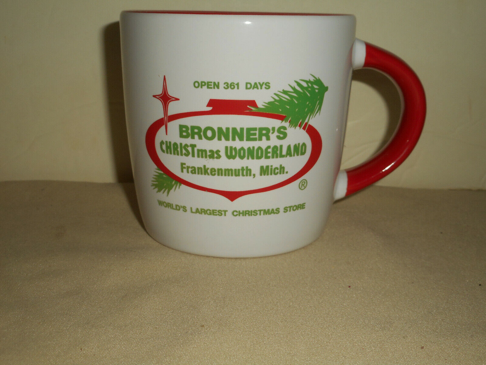 Vintage BRONNER'S Christmas Wonderland Frankenmuth Michigan Ceramic Coffee Mug