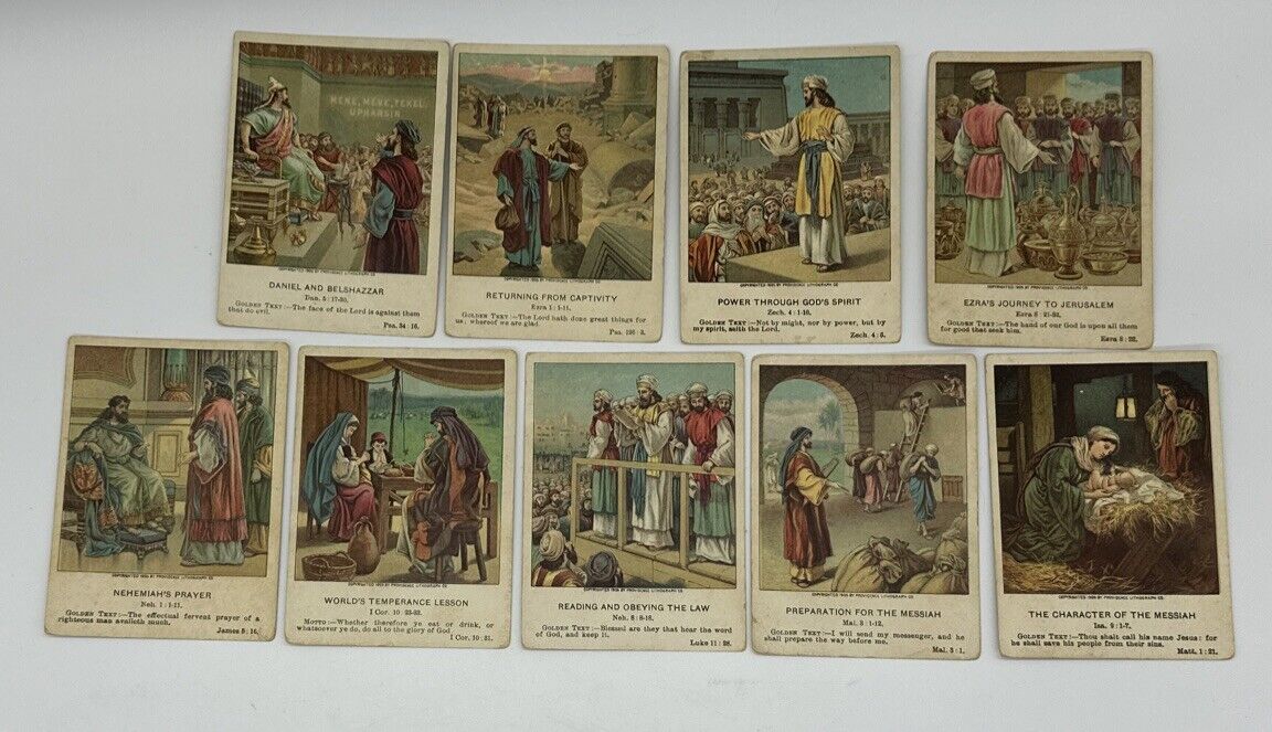 ANTIQUE 1905 Trading Cards Lot of 9 PICTURE LESSONS AMERICAN BAPTIST PUBLICATION