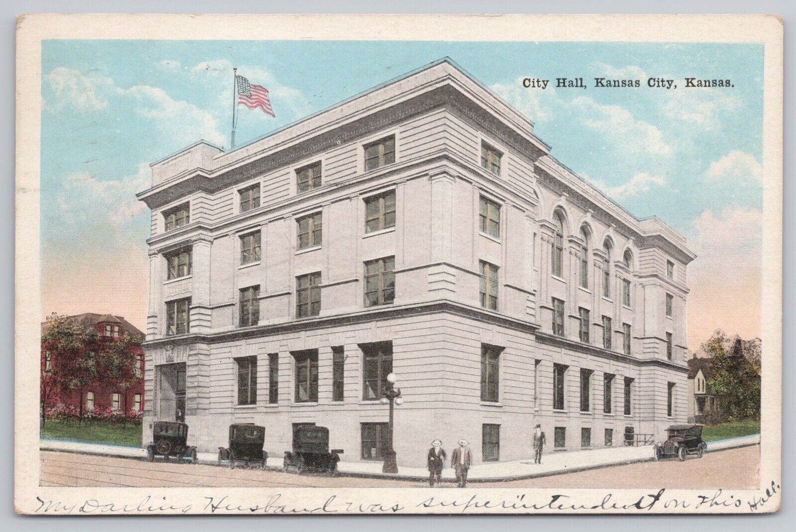 City Hall Building Kansas City KS WB Postcard Vtg Posted 1926