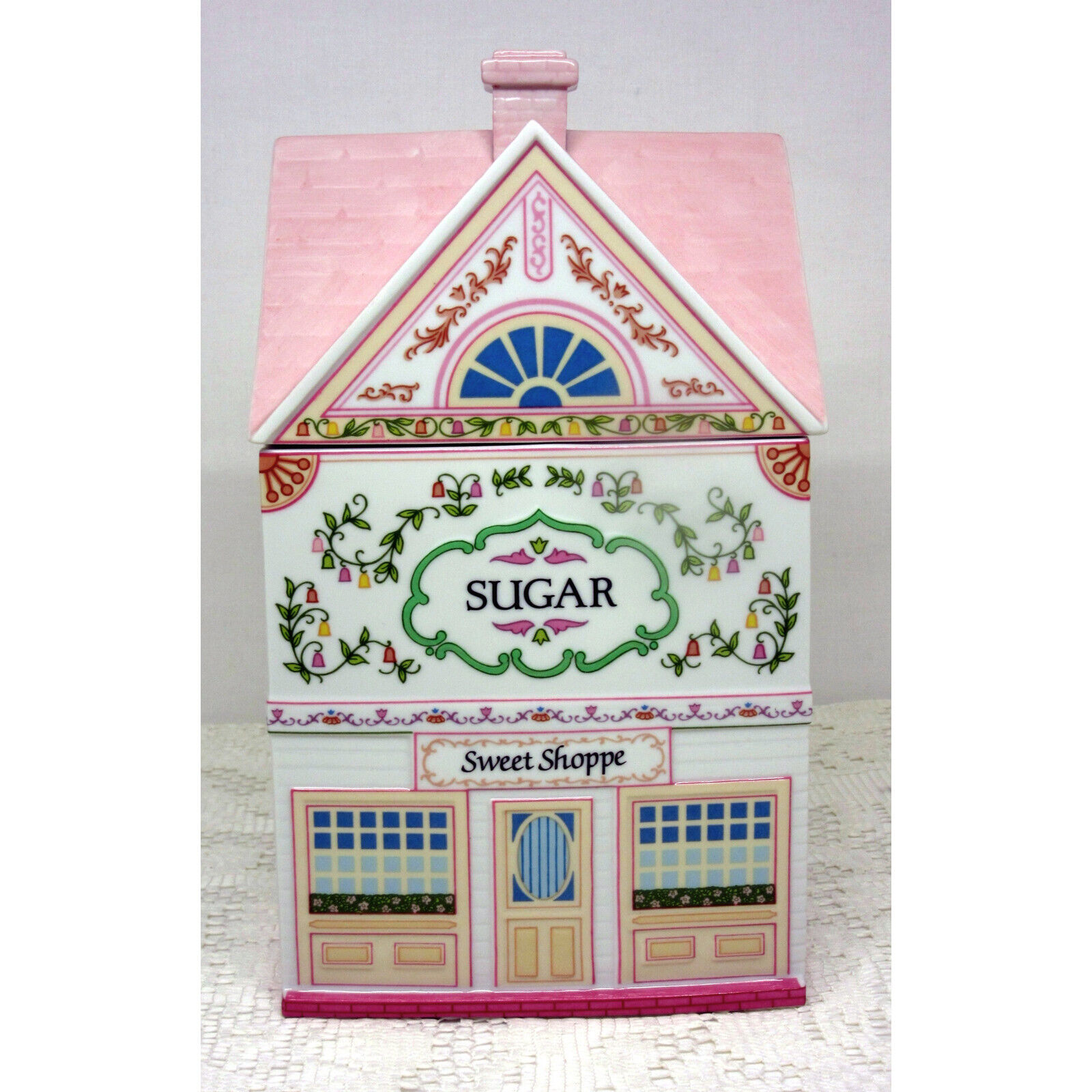 Lenox Village Sweet Shoppe Sugar Canister 1990 Fine Porcelain MINT