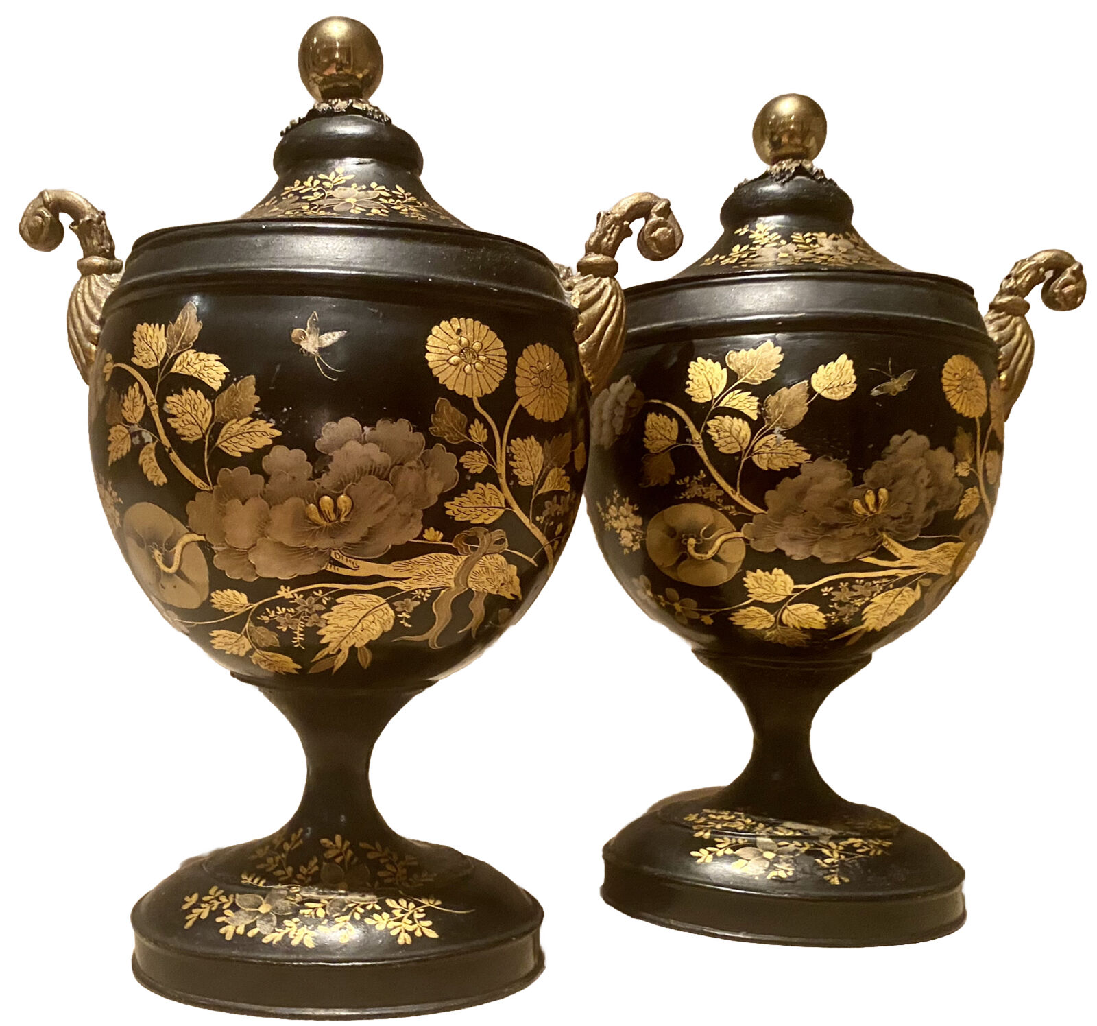 Pair English Regency Chestnut Urns Georgian Early 1800s
