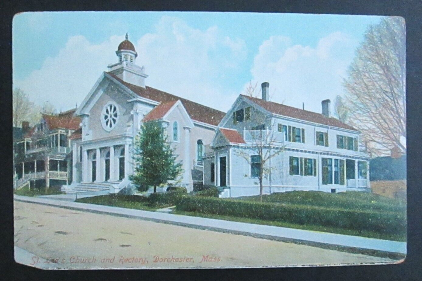 St. Leo\'s Church and Rectory Dorchester MA Unposted DB Postcard