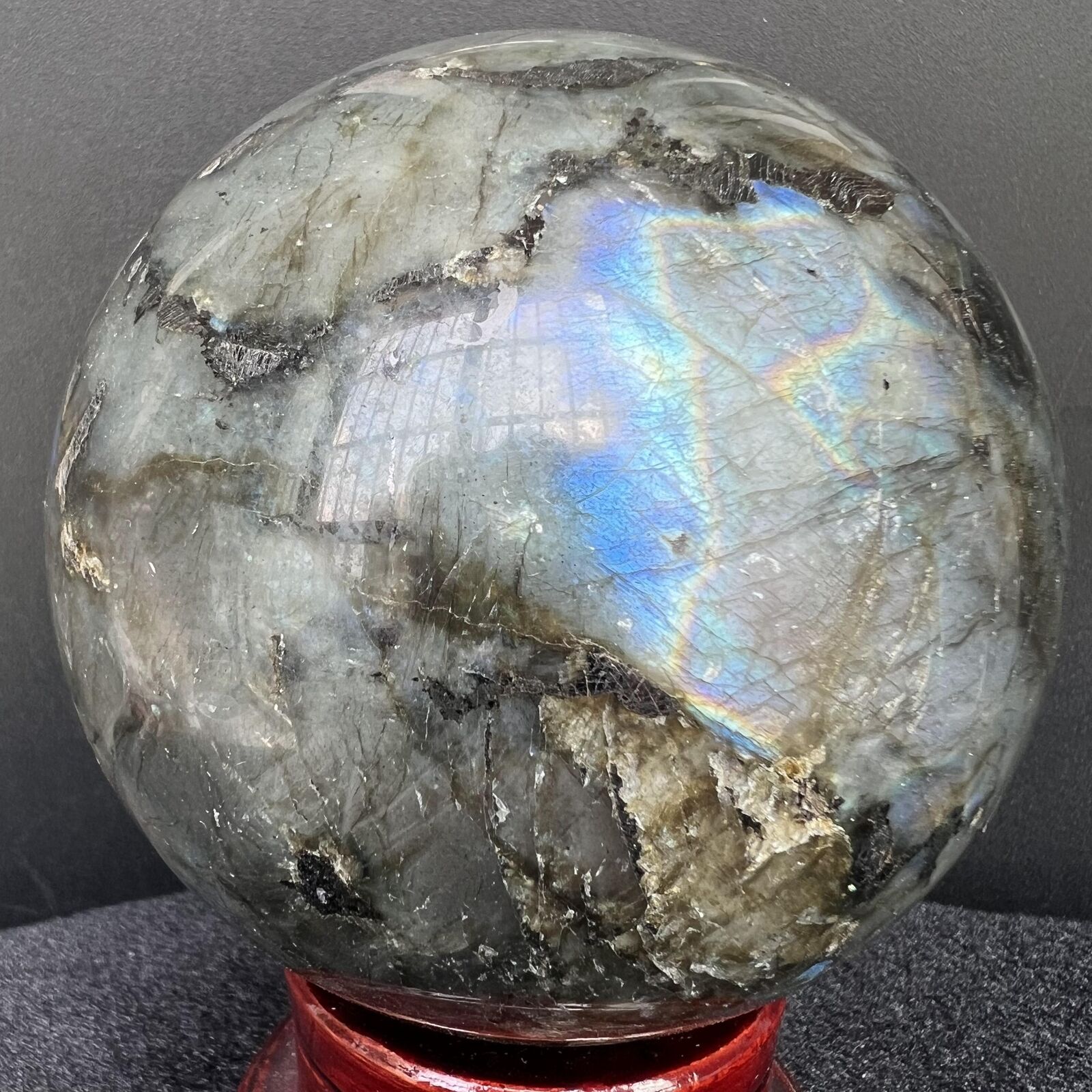Natural Labradorite Quartz Sphere Crystal Ball Jewel Rainbow Reiki Healing 1232G