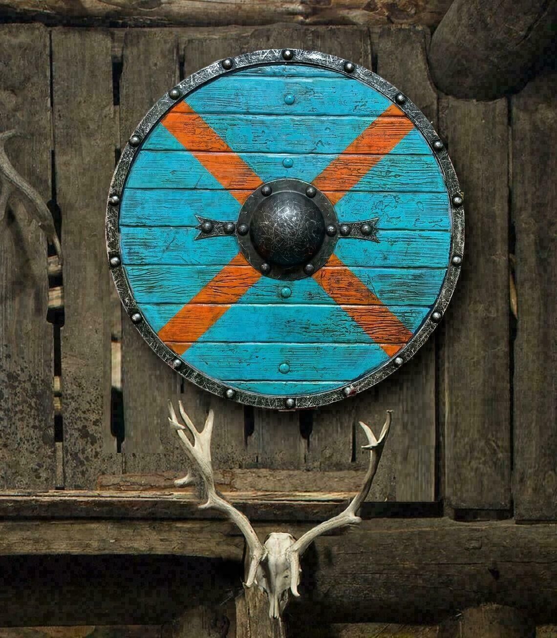 Viking Shield Medieval Authentic Rollo Battle wornShield Vintage Handmade Gift